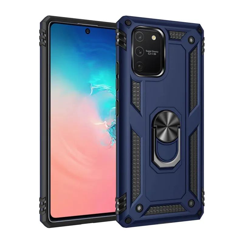Samsung Galaxy A91 / S10 Lite Kılıf Sofya Yüzüklü Silikon Kapak - Lacivert