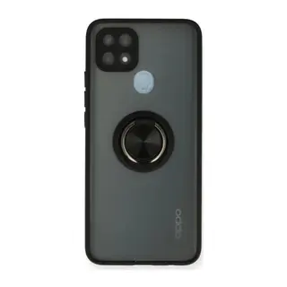 Oppo A15 Kılıf Montreal Yüzüklü Silikon Kapak - Siyah