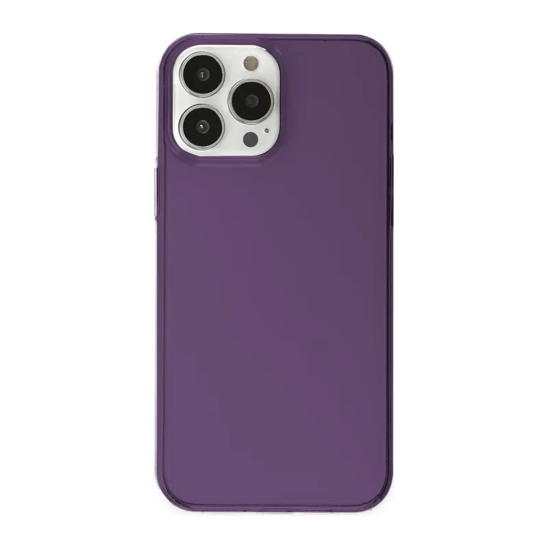 Apple iPhone 14 Pro Kılıf Pc Sert Şeffaf Kapak - Mor