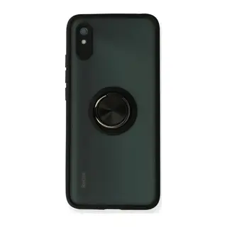 Xiaomi Redmi 9A Kılıf Montreal Yüzüklü Silikon Kapak - Siyah