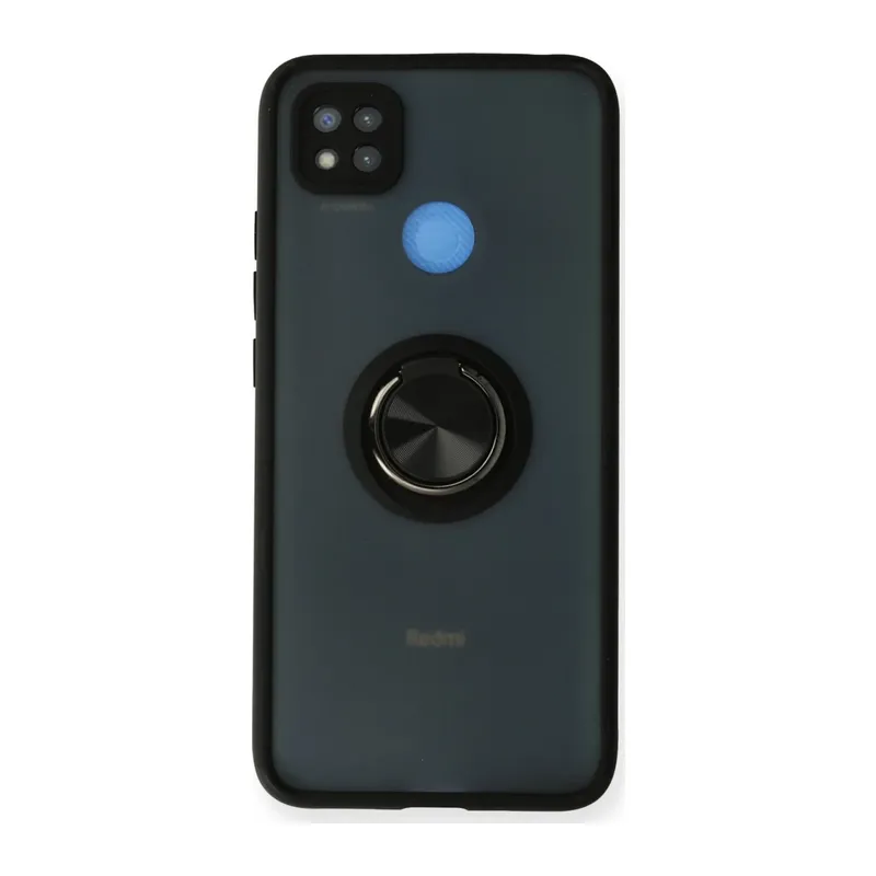 Xiaomi Redmi 9C Kılıf Montreal Yüzüklü Silikon Kapak - Siyah