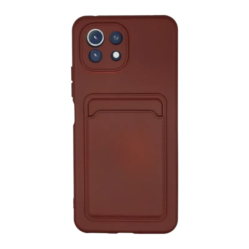 Xiaomi Mi 11 Kılıf Kelvin Kartvizitli Silikon - Bordo