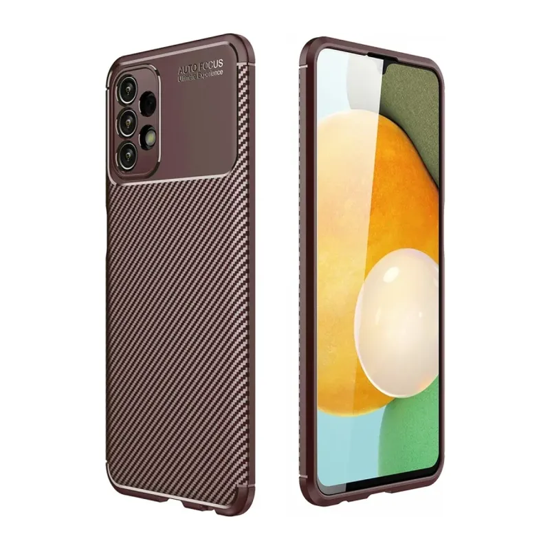 Samsung Galaxy A13 4G Kılıf Auto Focus Karbon Kapak - Kahverengi
