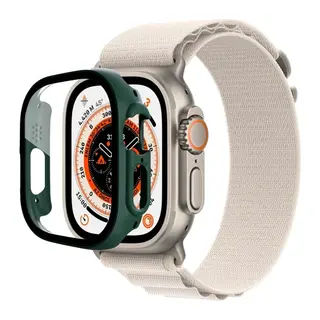 Apple Watch Ultra 49mm Desert Camlı Kasa Ekran Koruyucu - Koyu Yeşil