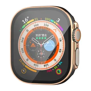 Apple Watch Ultra 49mm Legend Camlı Kasa Ekran Koruyucu - Siyah-Gold