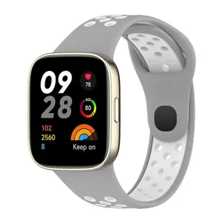 Xiaomi Redmi Watch 3 Spor Delikli Kordon - Gri-Beyaz