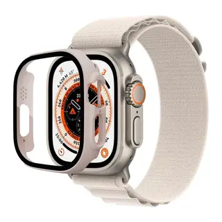 Apple Watch Ultra 49mm Desert Camlı Kasa Ekran Koruyucu - Metalik Gold