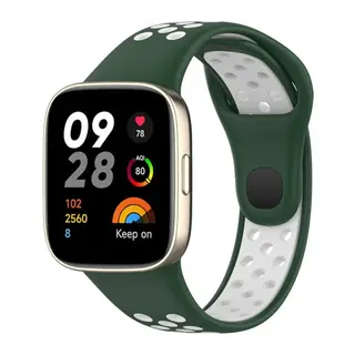 Xiaomi Redmi Watch 3 Spor Delikli Kordon - Haki Yeşil-Beyaz