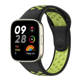 Xiaomi Redmi Watch 3 Spor Delikli Kordon - Siyah-Yeşil