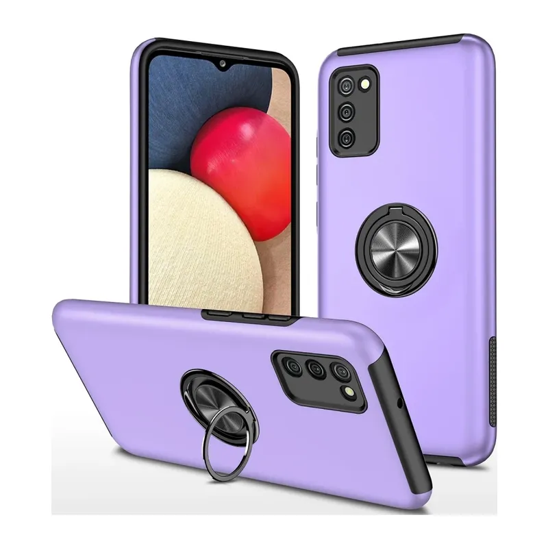 Samsung Galaxy A02S Kılıf Elit Yüzüklü Kapak - Mor