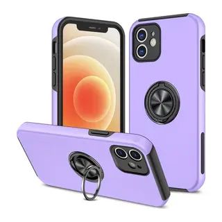 Apple iPhone 12 Kılıf Elit Yüzüklü Kapak - Mor