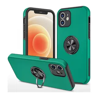 Apple iPhone 12 Kılıf Elit Yüzüklü Kapak - Yeşil