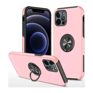 Apple iPhone 12 Pro Max Kılıf Elit Yüzüklü Kapak - Pembe