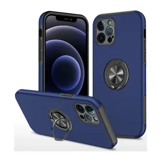 Apple iPhone 12 Pro Max Kılıf Elit Yüzüklü Kapak - Lacivert