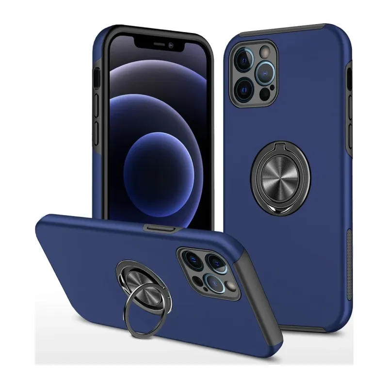 Apple iPhone 12 Pro Max Kılıf Elit Yüzüklü Kapak - Lacivert