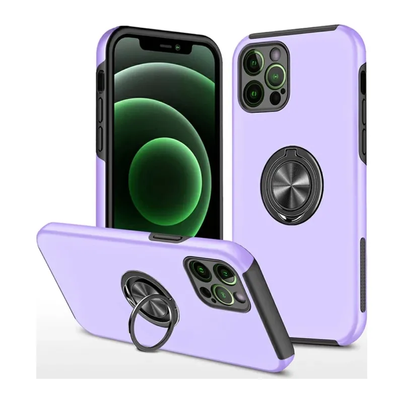 Apple iPhone 12 Pro Max Kılıf Elit Yüzüklü Kapak - Mor
