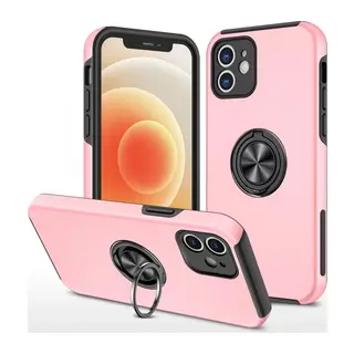 Apple iPhone 12 Kılıf Elit Yüzüklü Kapak - Pembe