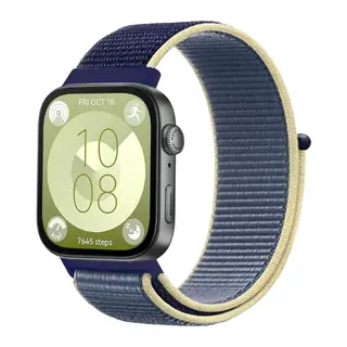 Huawei Fit 4 Hasırlı Cırtcırtlı Kordon - Sarı-Lacivert