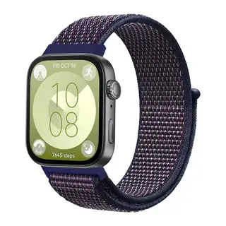 Huawei Fit 4 Hasırlı Cırtcırtlı Kordon - Mavi-Beyaz