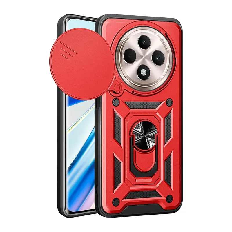 Xiaomi Redmi 14C Kılıf Pars Lens Yüzüklü Silikon - Kırmızı