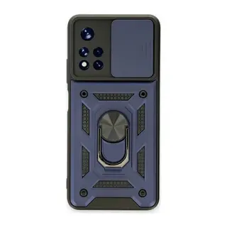 Xiaomi Poco M4 Pro 5G Kılıf Pars Lens Yüzüklü Silikon - Lacivert