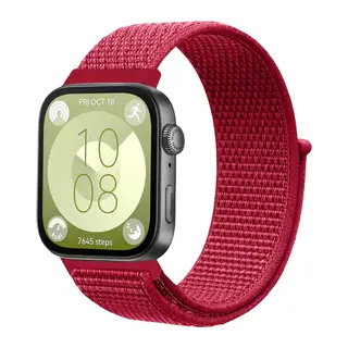 Huawei Fit 4 Hasırlı Cırtcırtlı Kordon - Kırmızı