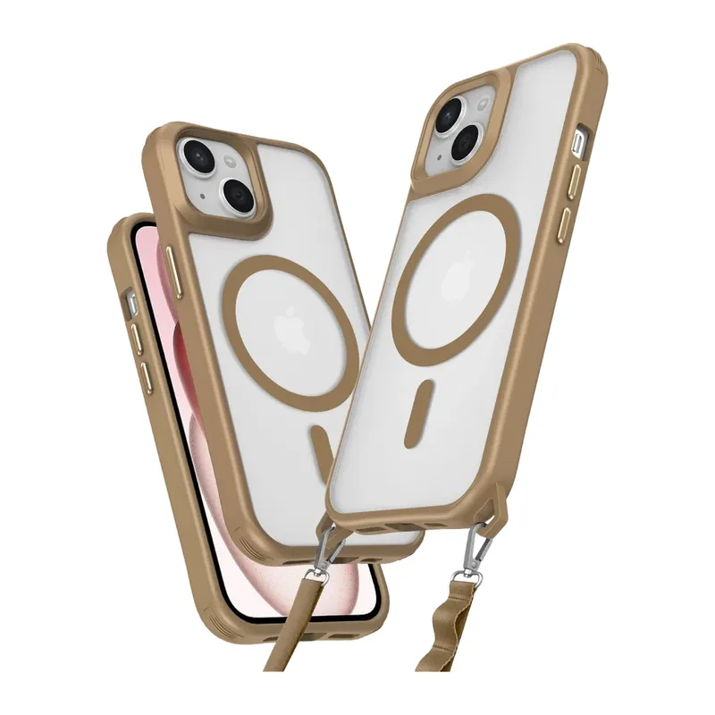 Apple iPhone 15 Plus Kılıf Enka Magsafe Silikon Kılıf - Desert