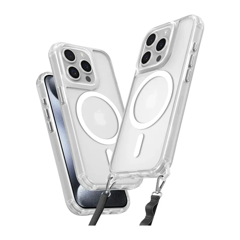 Apple iPhone 15 Pro Max Kılıf Enka Magsafe Silikon Kılıf - Şeffaf