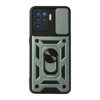 Oppo Reno 5 Lite Kılıf Pars Lens Yüzüklü Silikon - Yeşil