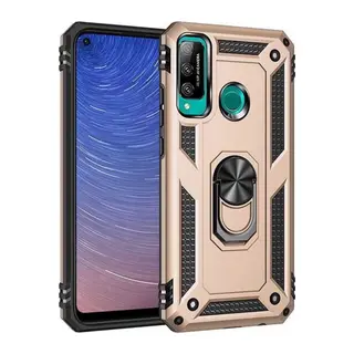Huawei P40 Lite E Kılıf Sofya Yüzüklü Silikon Kapak - Gold