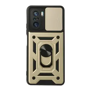Xiaomi Poco F3 Kılıf Pars Lens Yüzüklü Silikon - Gold