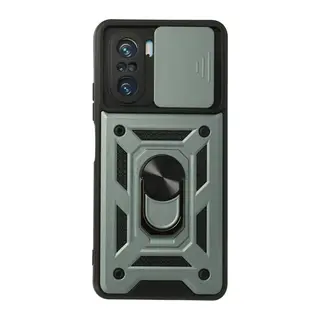 Xiaomi Poco F3 Kılıf Pars Lens Yüzüklü Silikon - Yeşil