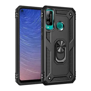 Huawei P40 Lite E Kılıf Sofya Yüzüklü Silikon Kapak - Siyah