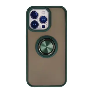 Apple iPhone 15 Pro Kılıf Montreal Yüzüklü Silikon Kapak - Yeşil