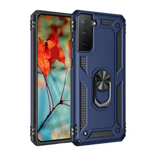 Samsung Galaxy S21 Kılıf Sofya Yüzüklü Silikon Kapak - Lacivert