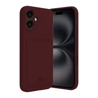Apple iPhone 16 Kılıf Kelvin Kartvizitli Silikon - Bordo