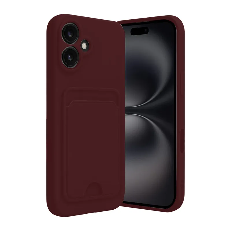 Apple iPhone 16 Kılıf Kelvin Kartvizitli Silikon - Bordo