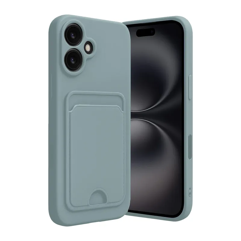Apple iPhone 16 Kılıf Kelvin Kartvizitli Silikon - Açık Yeşil