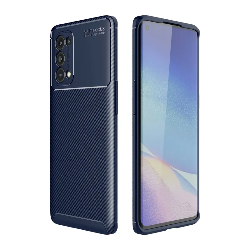 Oppo Reno 5 Pro Kılıf Auto Focus Karbon Kapak - Lacivert