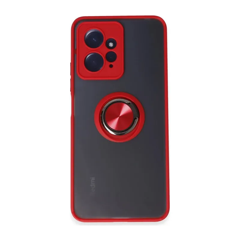 Xiaomi Redmi Note 12 4G Kılıf Montreal Yüzüklü Silikon Kapak - Kırmızı
