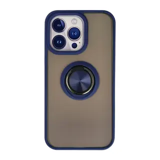 Apple iPhone 15 Pro Max Kılıf Montreal Yüzüklü Silikon Kapak - Lacivert