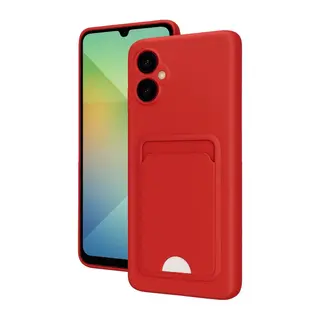 Samsung Galaxy A06 Kılıf Kelvin Kartvizitli Silikon - Kırmızı