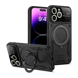 Apple iPhone 15 Pro Kılıf Joy Lens Standlı Kapak - Siyah