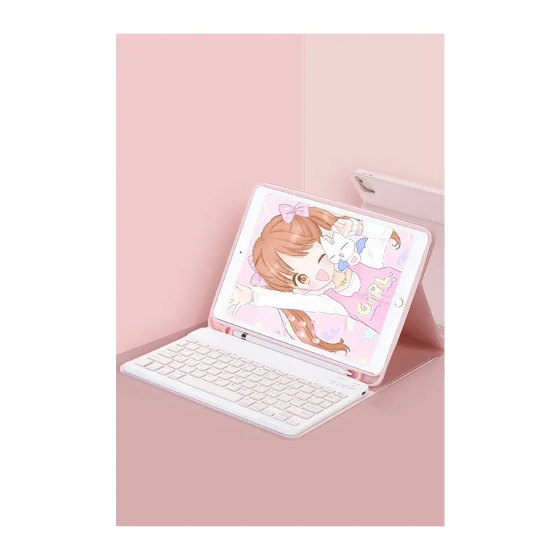 Xiaomi Pad 6 Kılıf KC01 Smart Klavyeli Tablet Kılıfı - Pembe