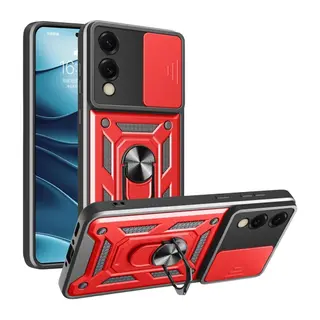 Samsung Galaxy S25 Edge Pars Lens Yüzüklü Silikon - Kırmızı
