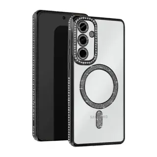 Samsung Galaxy S25 Kılıf Joke Simli Magneticsafe Kılıf - Siyah
