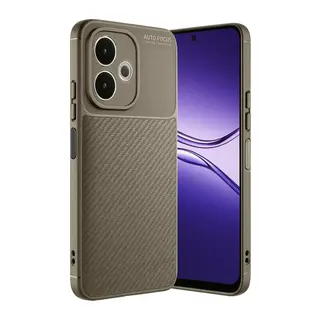 Oppo A5 Pro 4G Kılıf Auto Focus Karbon Kapak - Kahverengi