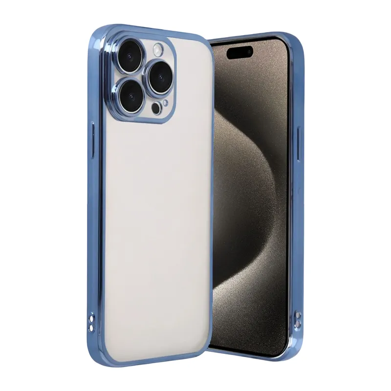 Apple iPhone 15 Pro Max Razer Lensli Silikon - Açık Mavi