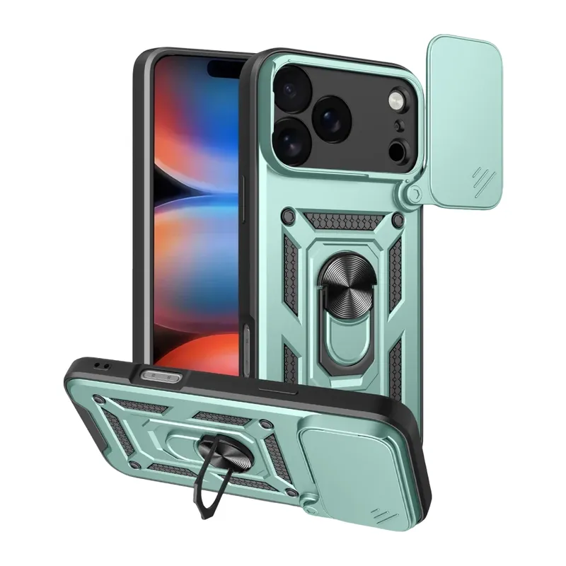 Apple iPhone 17 Pro Max Pars Lens Yüzüklü Silikon - Yeşil