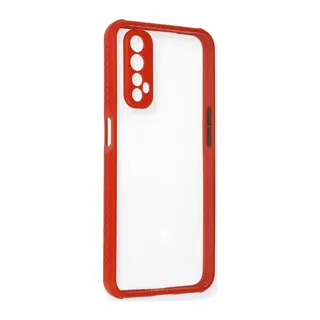 Realme 7 Kılıf Miami Şeffaf Silikon - Kırmızı